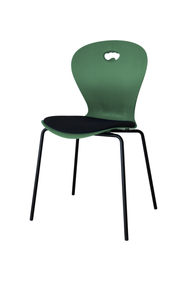 KAROLINE Stackable chair with seat cushion Upcycled plastic
