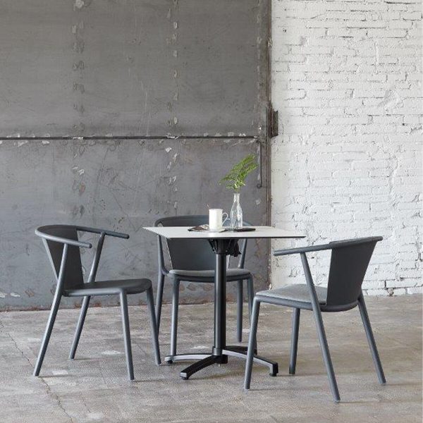 Steel plastic chair with armrests