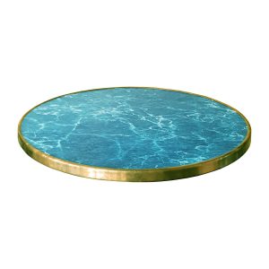 WERZALIT - Macaron blue tabletop with brass edge round