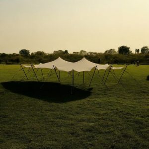 Stretch tent 9x9m - SAND - complete