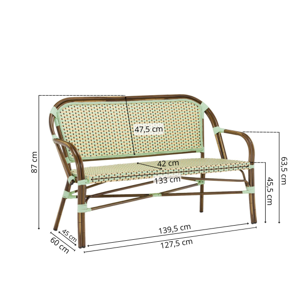 Ellis - Café bench with armrests - Woven