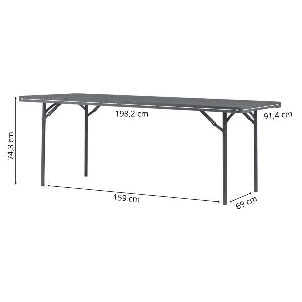 Zown New Classic - foldable table XXL 200x90 cm