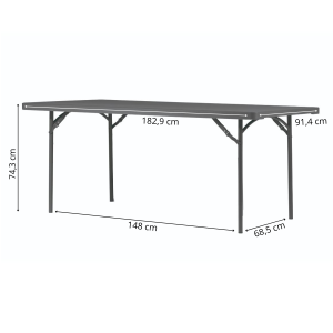 Zown New Classic - foldable table XXL 180x90 cm