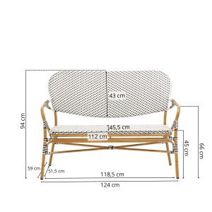 Magda - Café bench with armrests - Woven