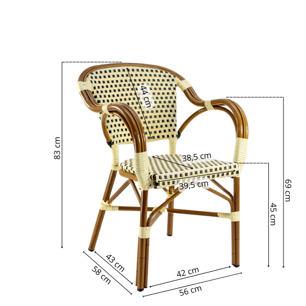 Herning - Café chair with armrests - Woven