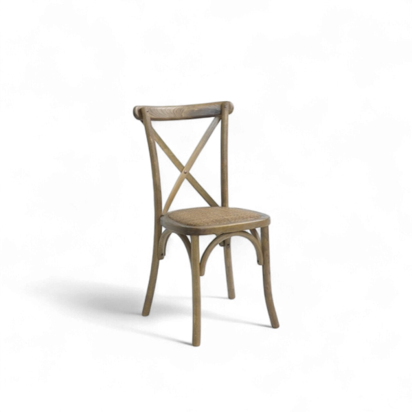 Crossback chair with woven seat