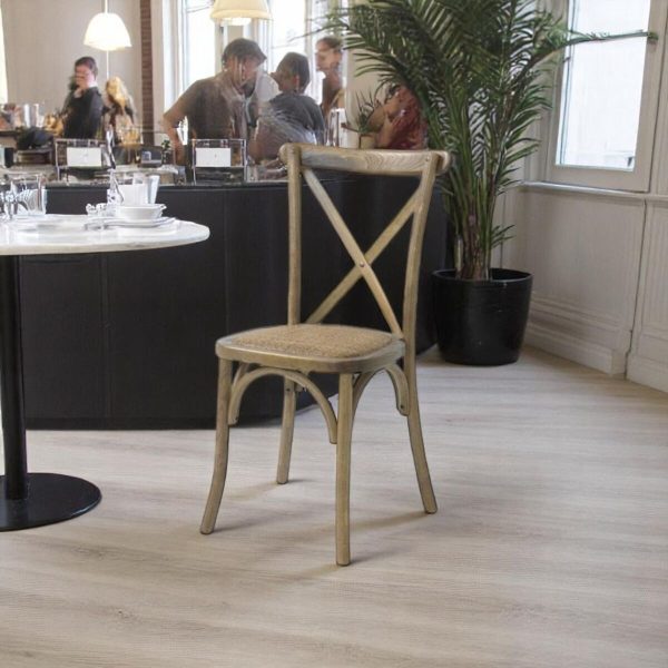 Crossback chair with woven seat