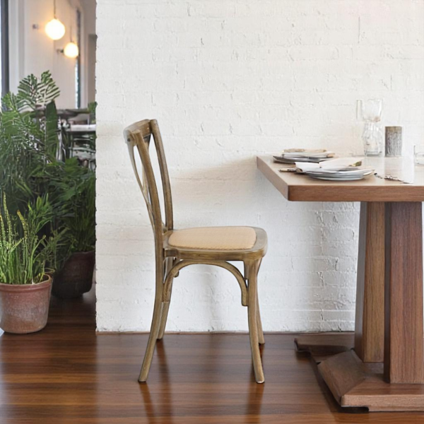 Crossback chair with woven seat PP