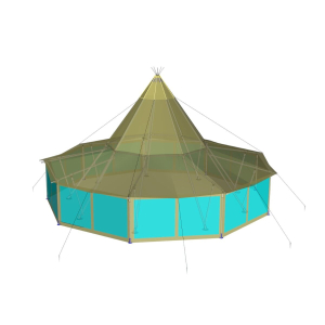 Sides for Teepee Ø10.5m, transparent with Canvas edge (Set of 3 sides)