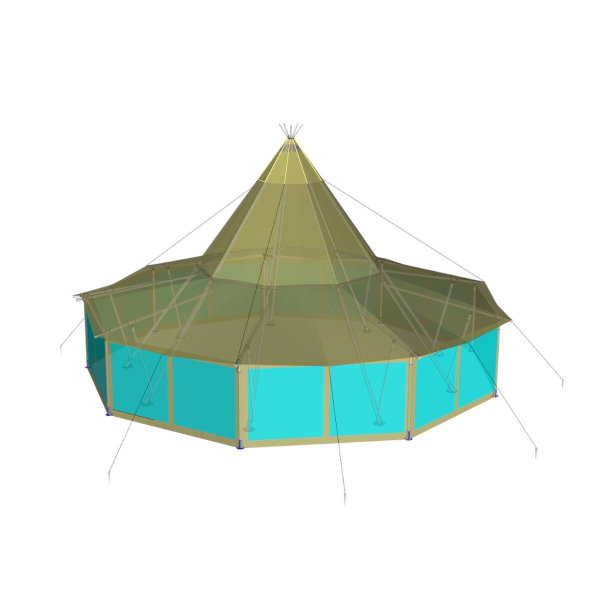 Sides for Teepee Ø10.5m, transparent with Canvas edge (Set of 3 sides)