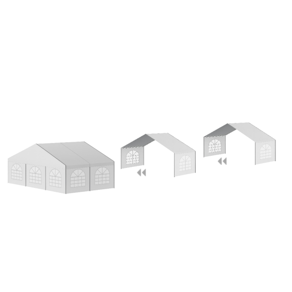Extension tent SEMI-PRO 6x2m including sides and roof