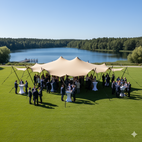 Stretch tent 9x12m - SAND - Complete