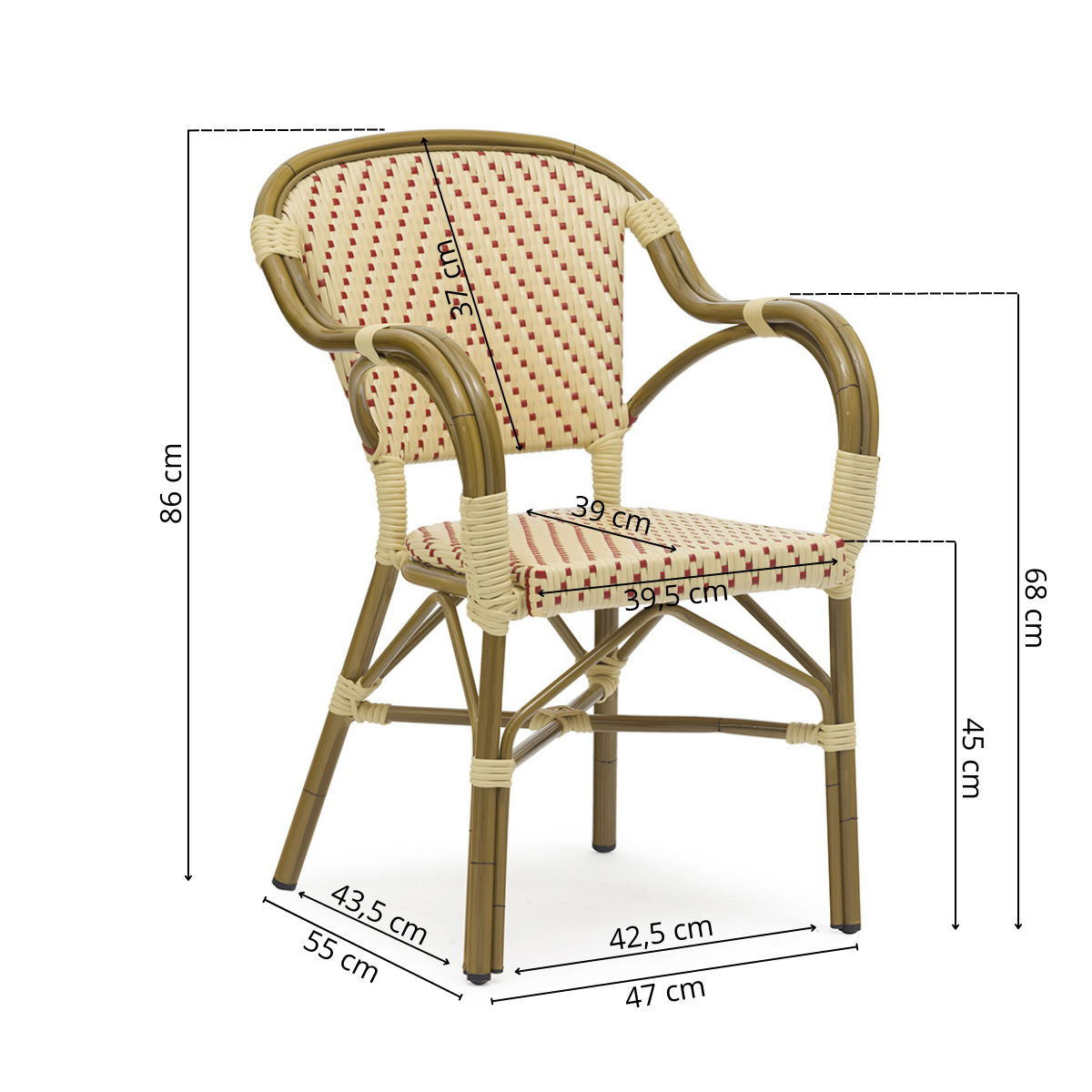 Valencia - Cafe chair with armrests - Wicker