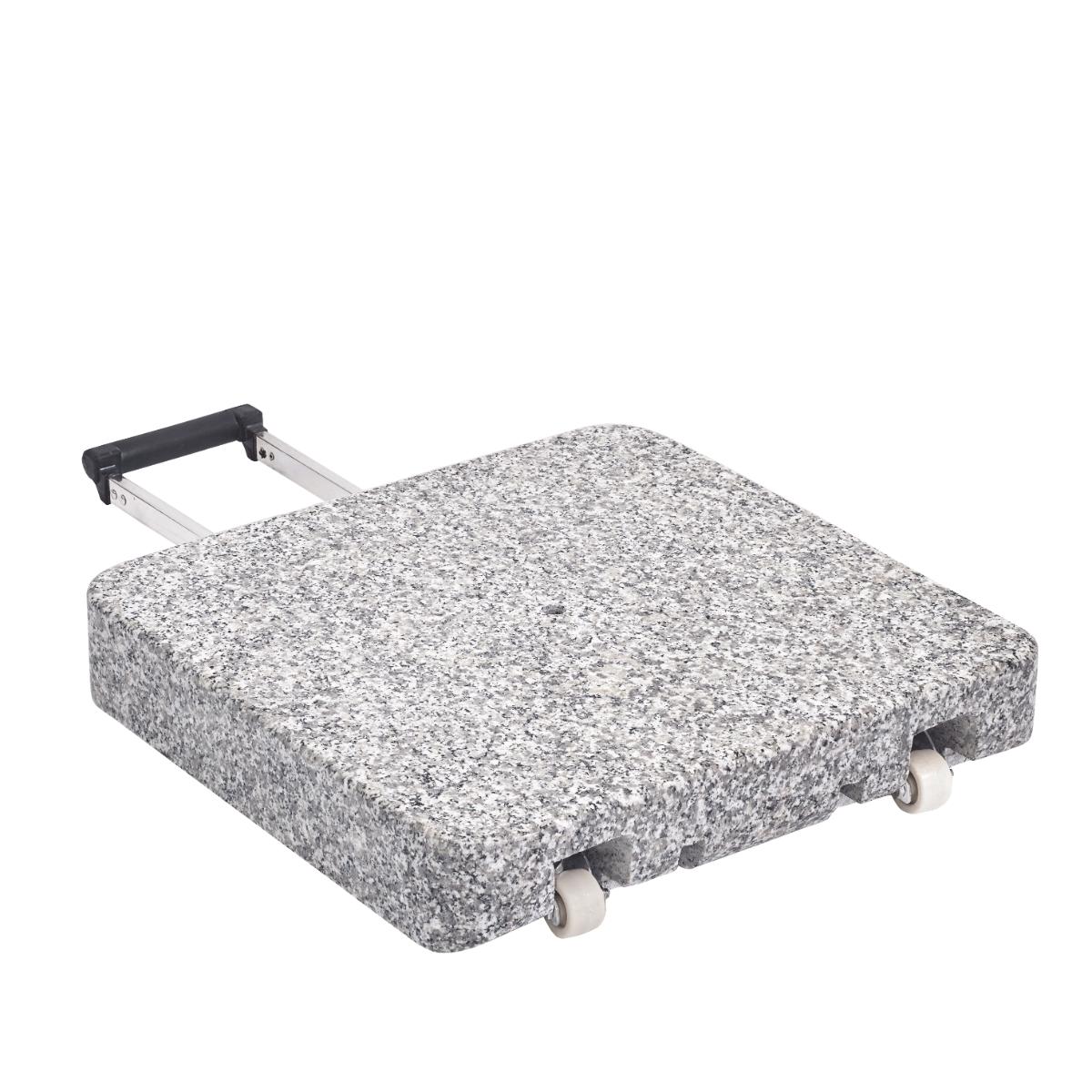 Granite parasol base with wheels 40kg, 45x45x8cm