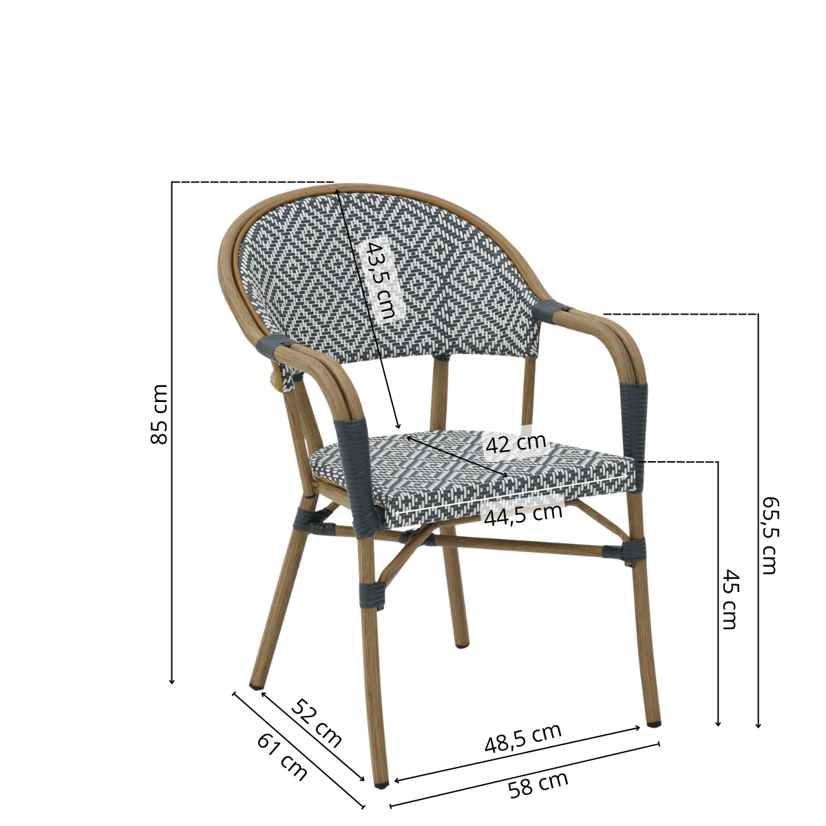 Nantes Cafe Chair with Armrests