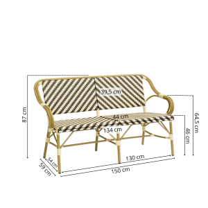Paris - Cafe bench with armrests - Woven