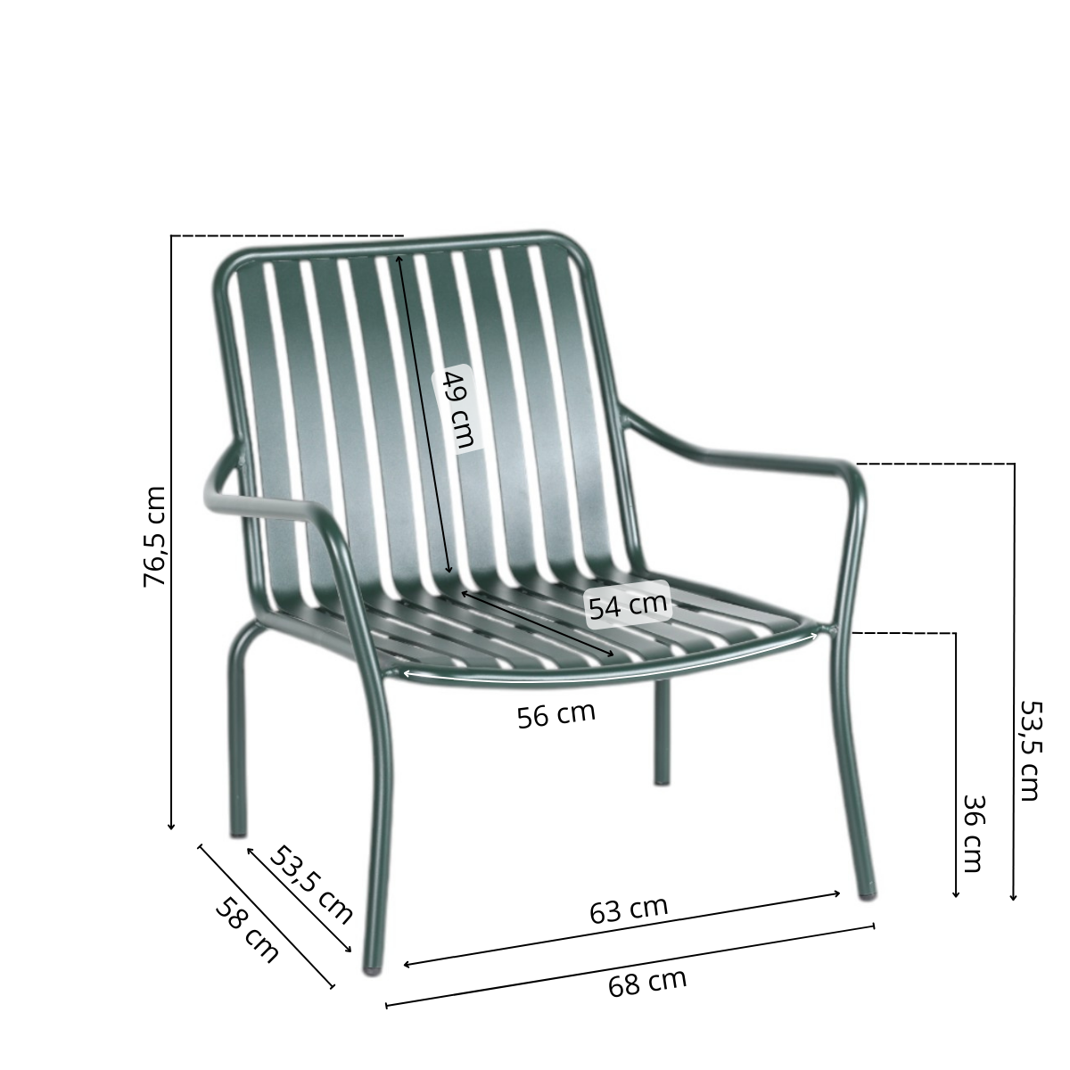 Stackable lounge chair, metal