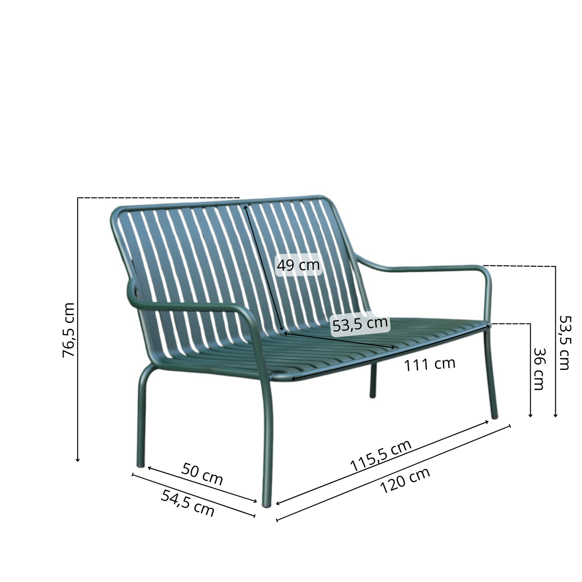 Lounge sofa metal, stackable