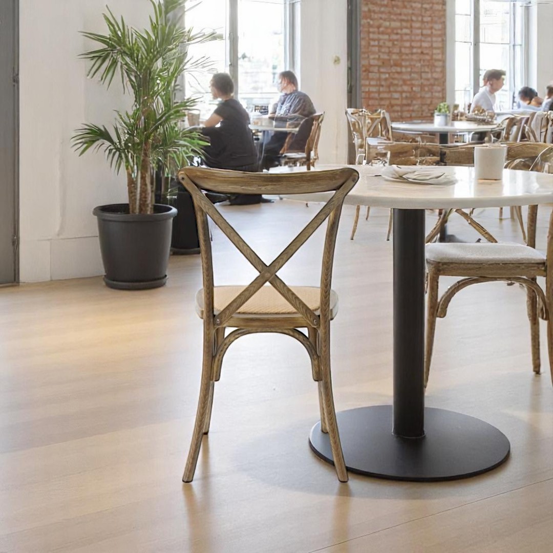 Crossback chair with woven seat PP