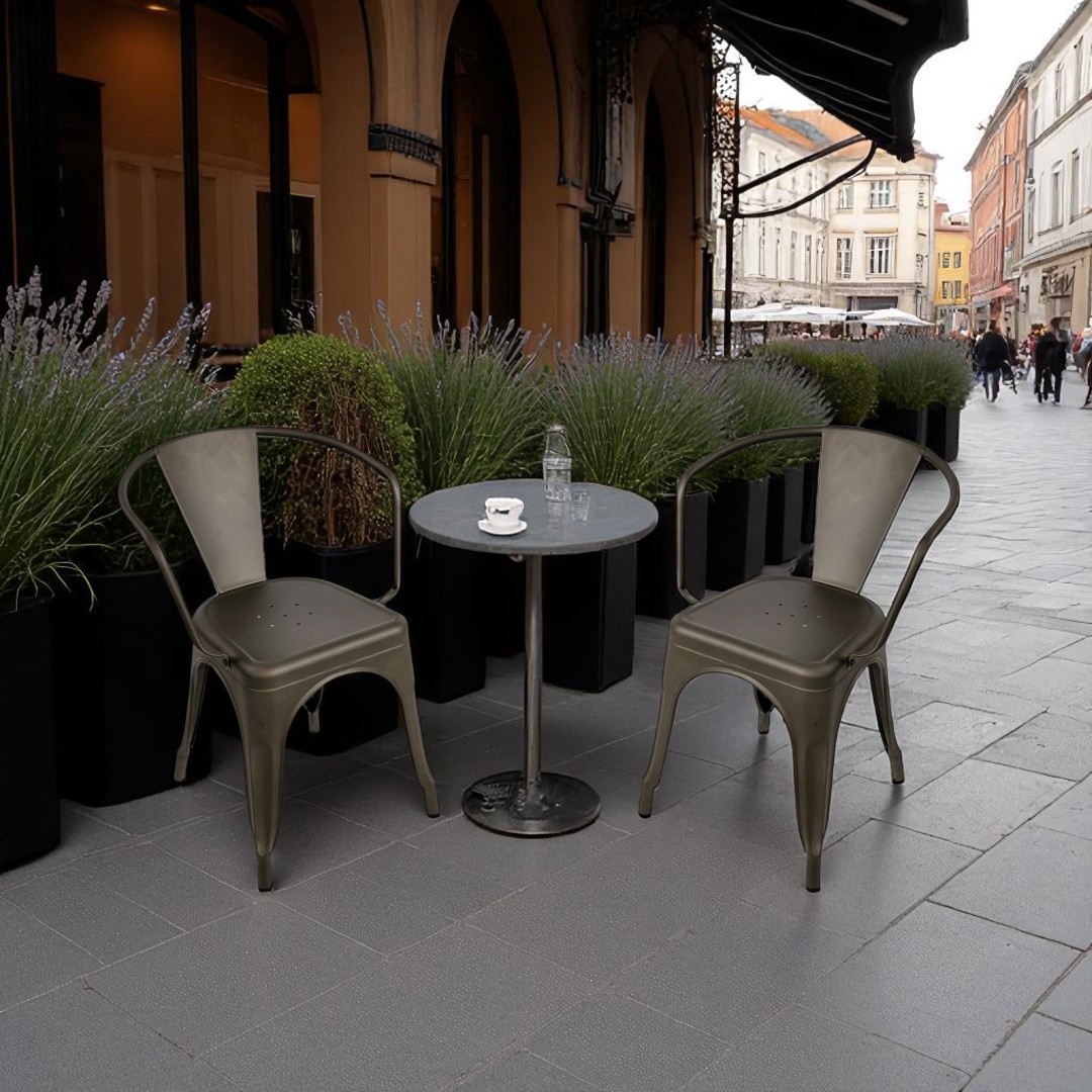 Bistro chair with armrests outdoor treated