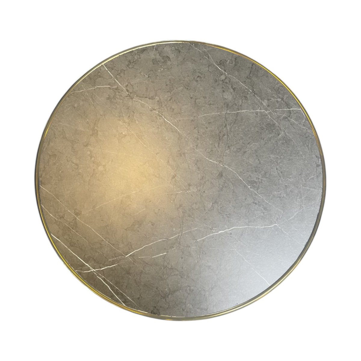 Gray Marble Look/Brass Tabletop Round