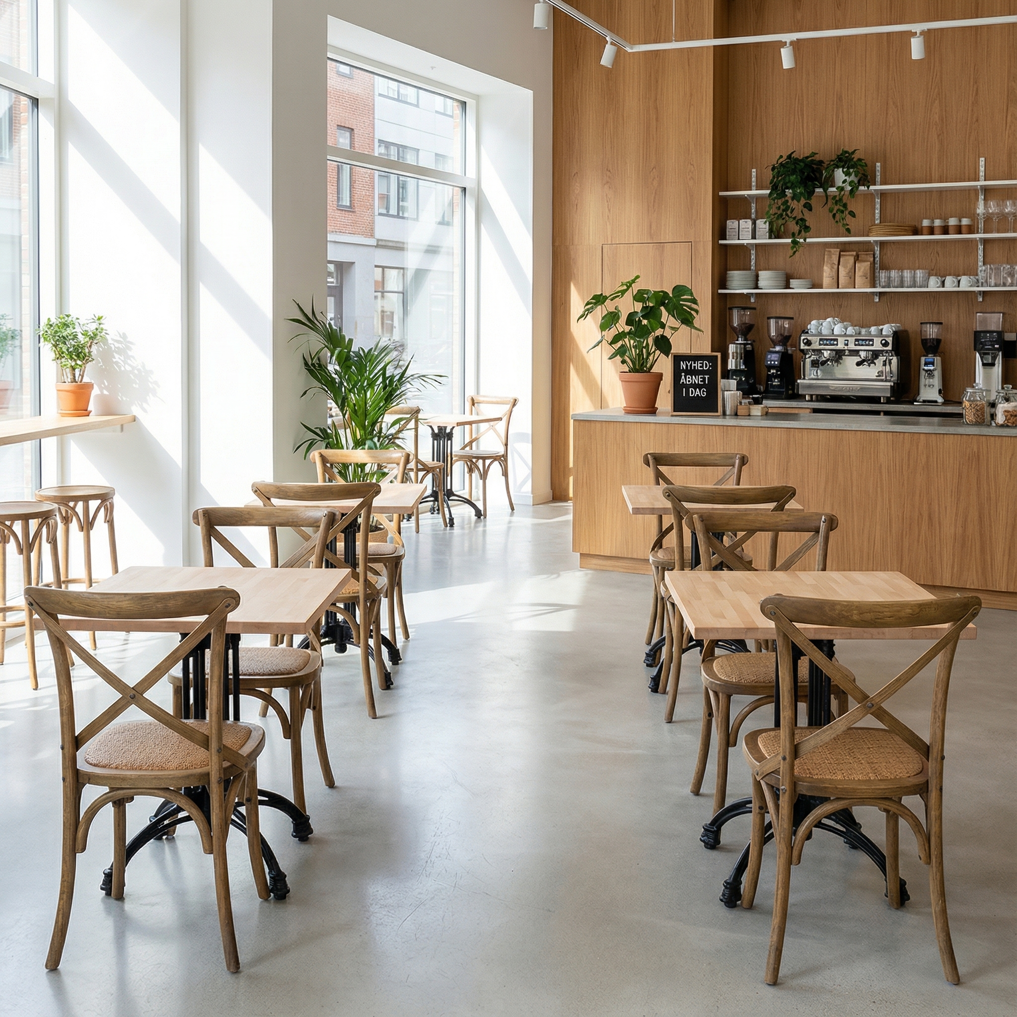 Bordplade massivt birk 38mm, lys valdnødde bejse