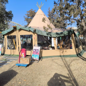 Sides for Teepee Ø8m, transparent with Canvas valance (Set of 3 sides)