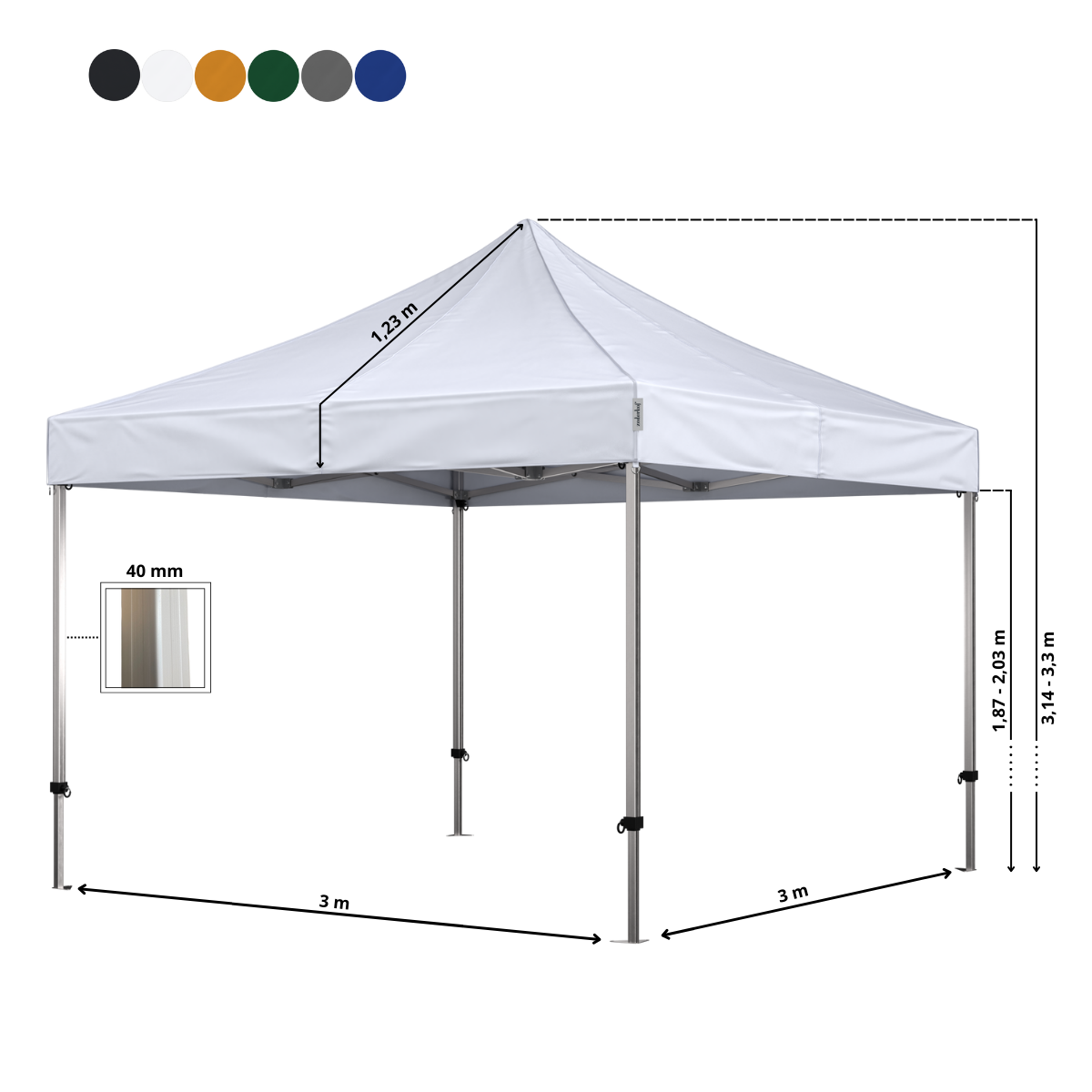 Standup tent Complete 3x3m Premium Plus