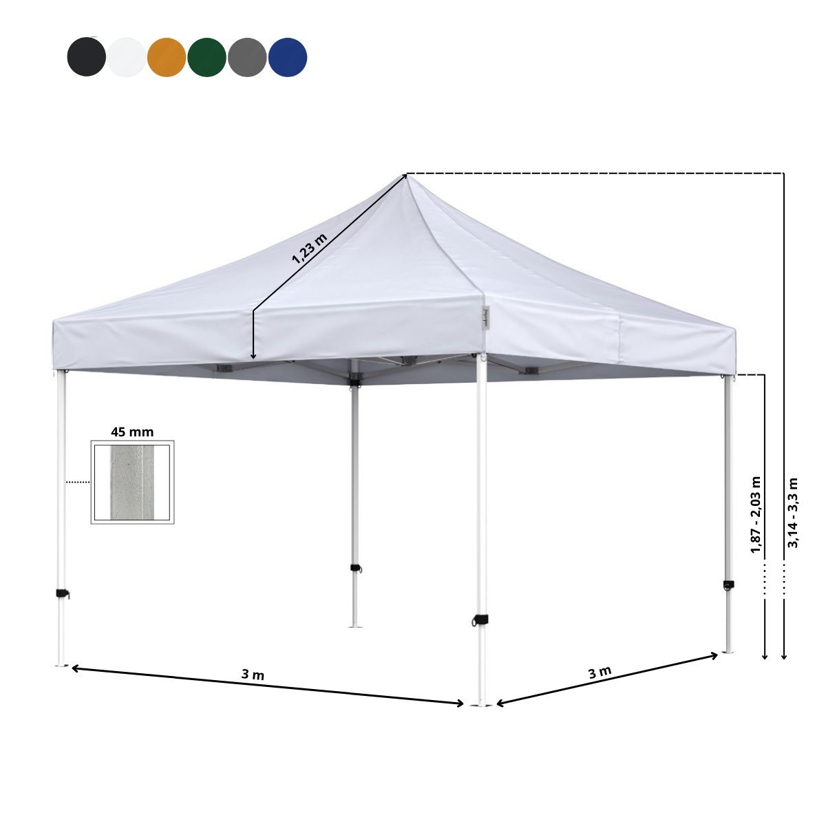 Standup Tent Complete 3x3m Economy