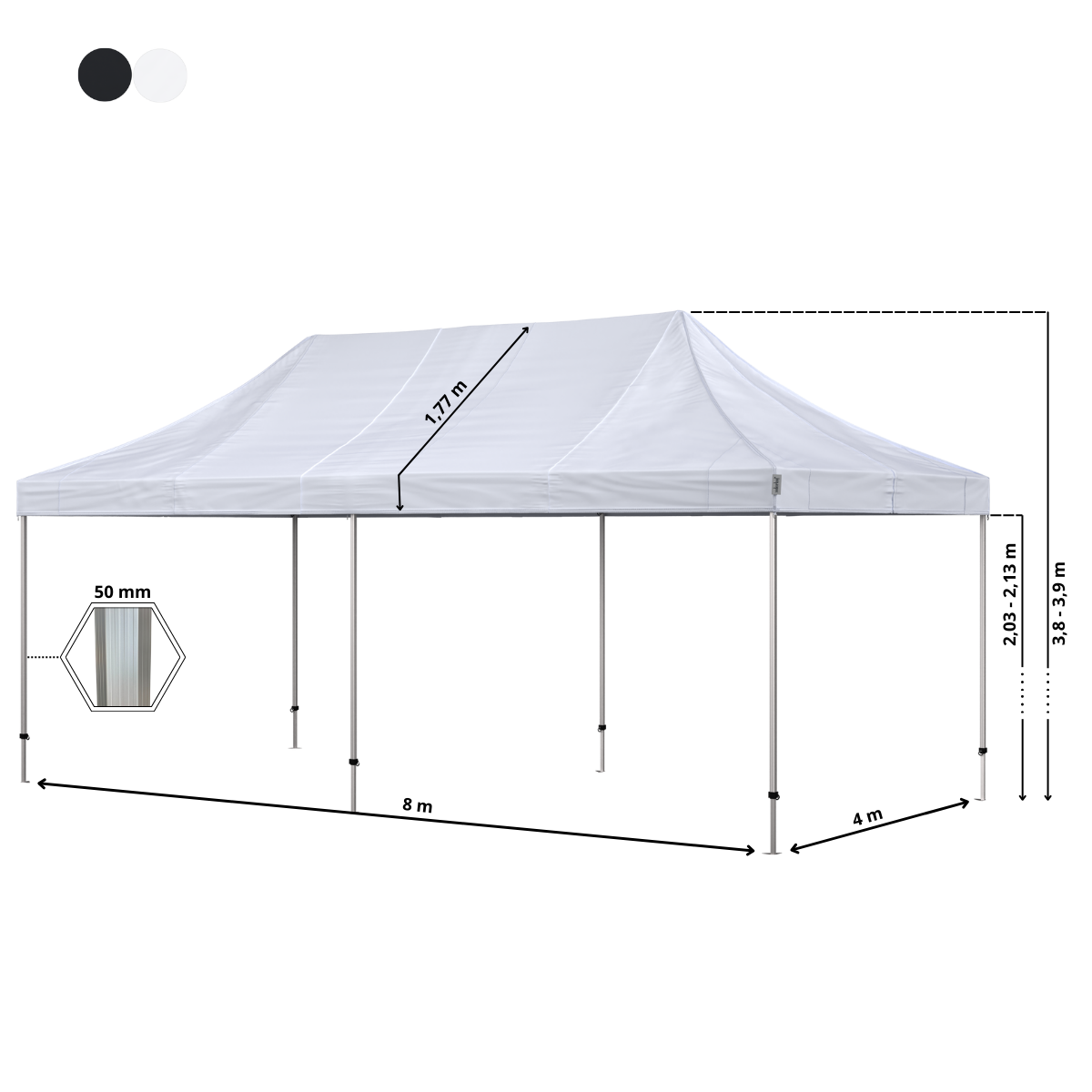 Standup Tent Complete 4x8m HEXA Heavy Duty