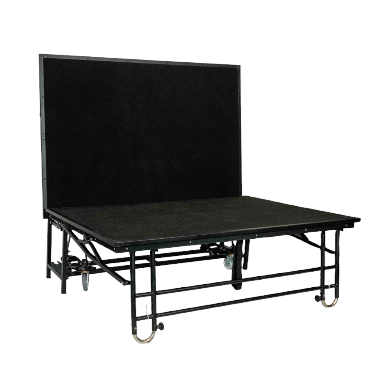 Z-Stage foldable stage on wheels, black carpet