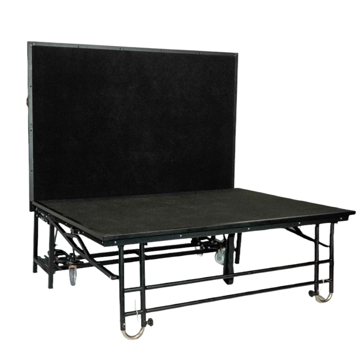 Z-Stage foldable stage on wheels, black carpet