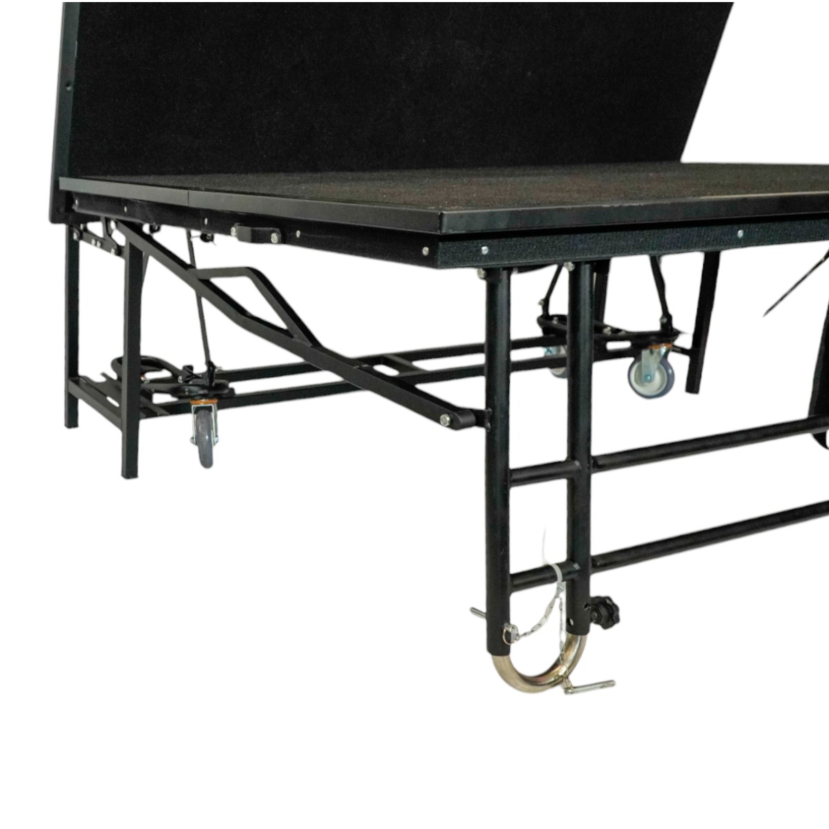 Z-Stage foldable stage on wheels, black carpet