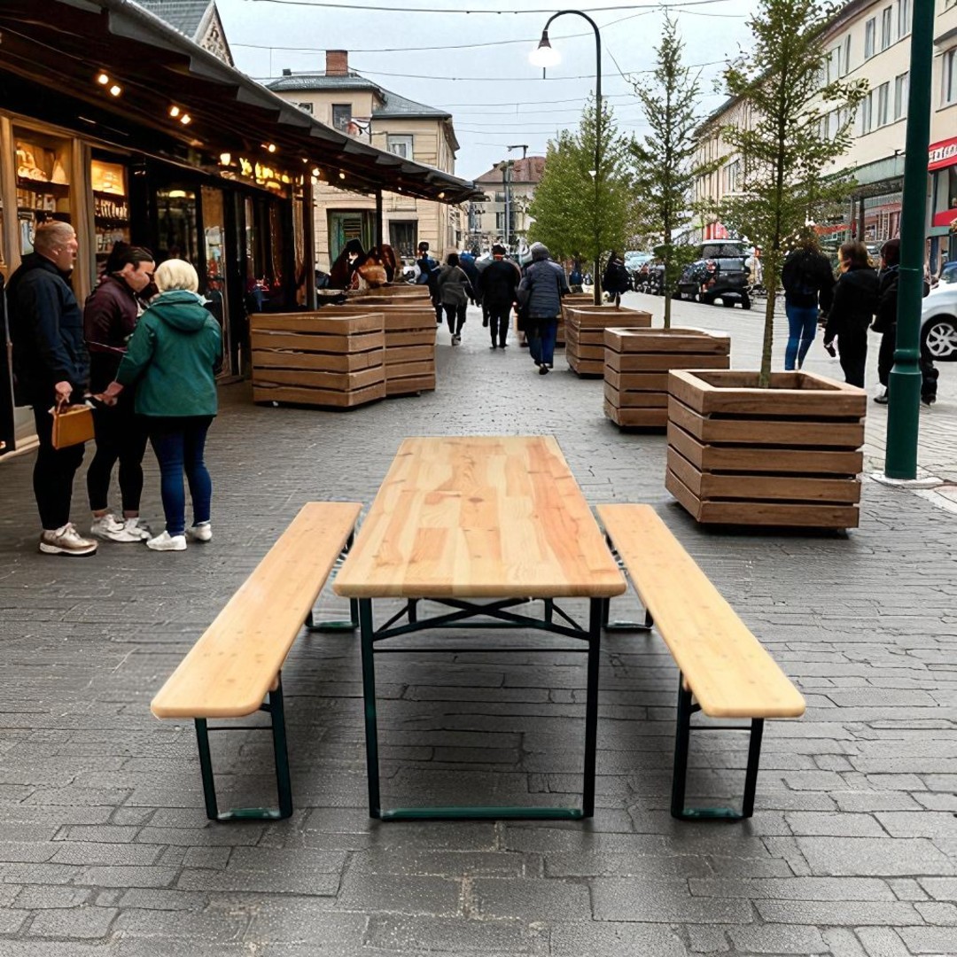 Standard table/bench set 220x67cm Natural color