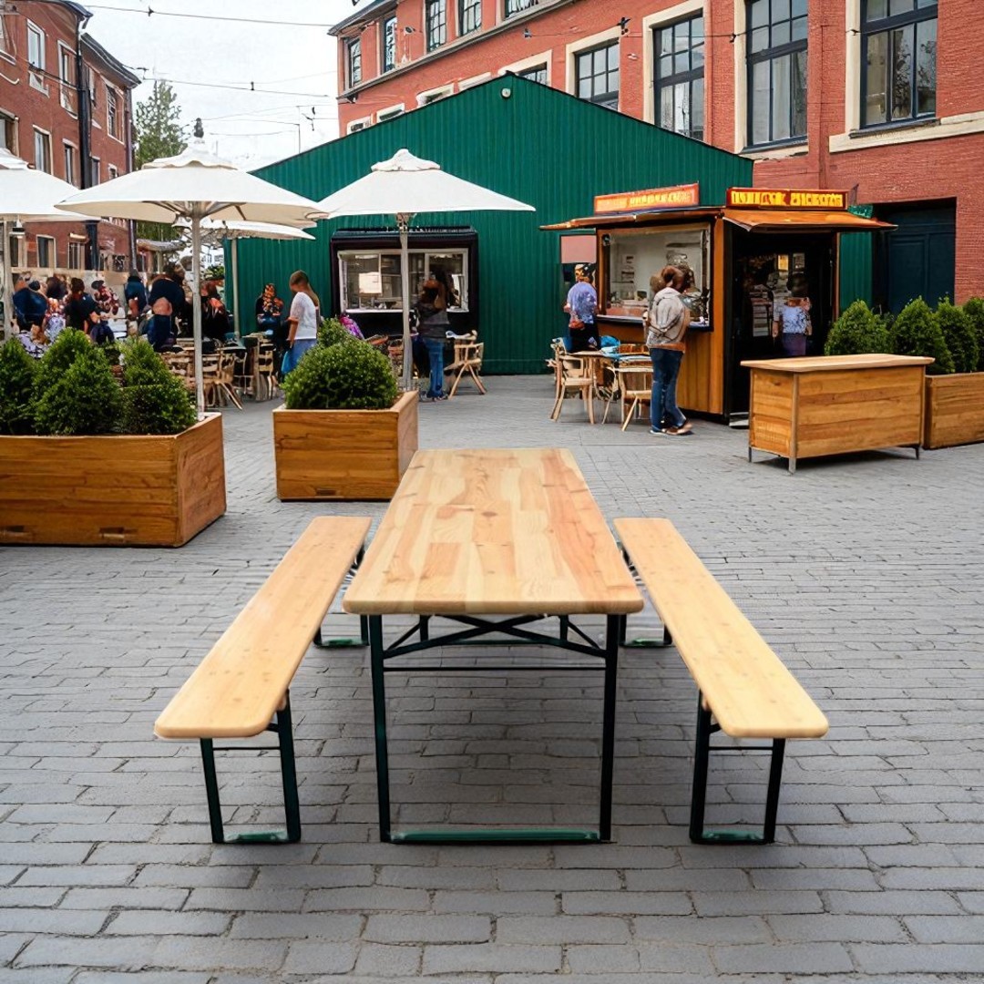 Standard table/bench set 220x67cm Natural color