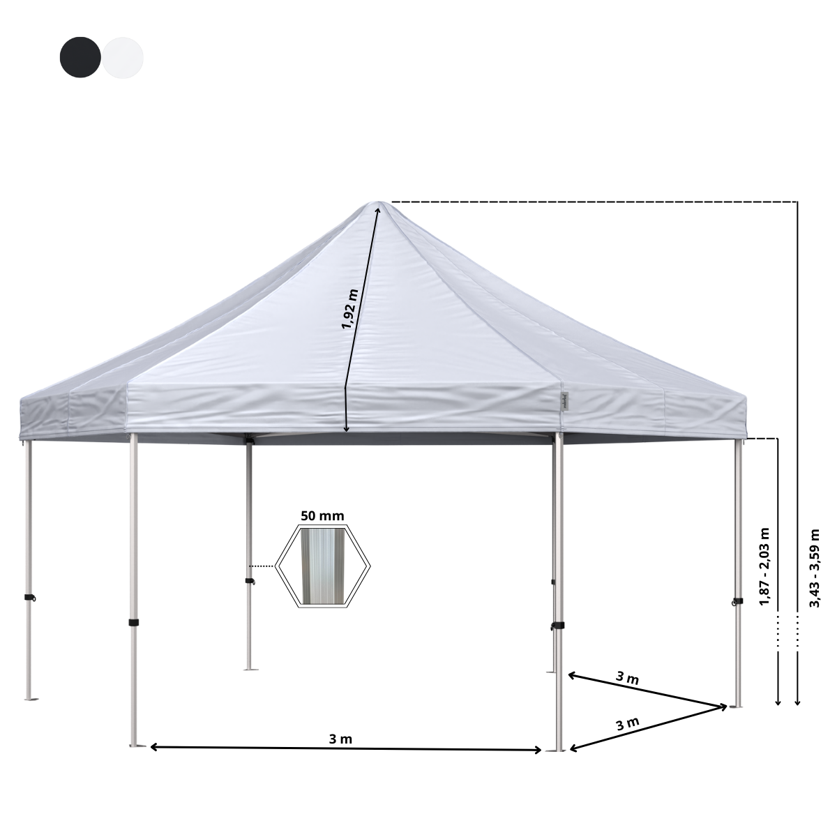 Standup Tent Complete 6-sided, HEXA 40mm