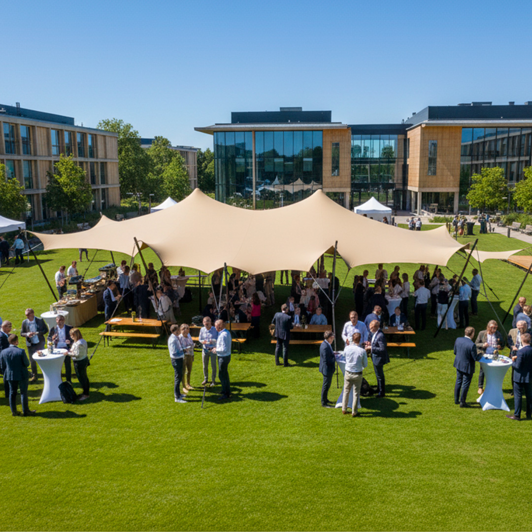 Stretch tent 9x9m - SAND - complete