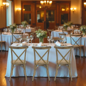 Crossback chair with woven seat PP