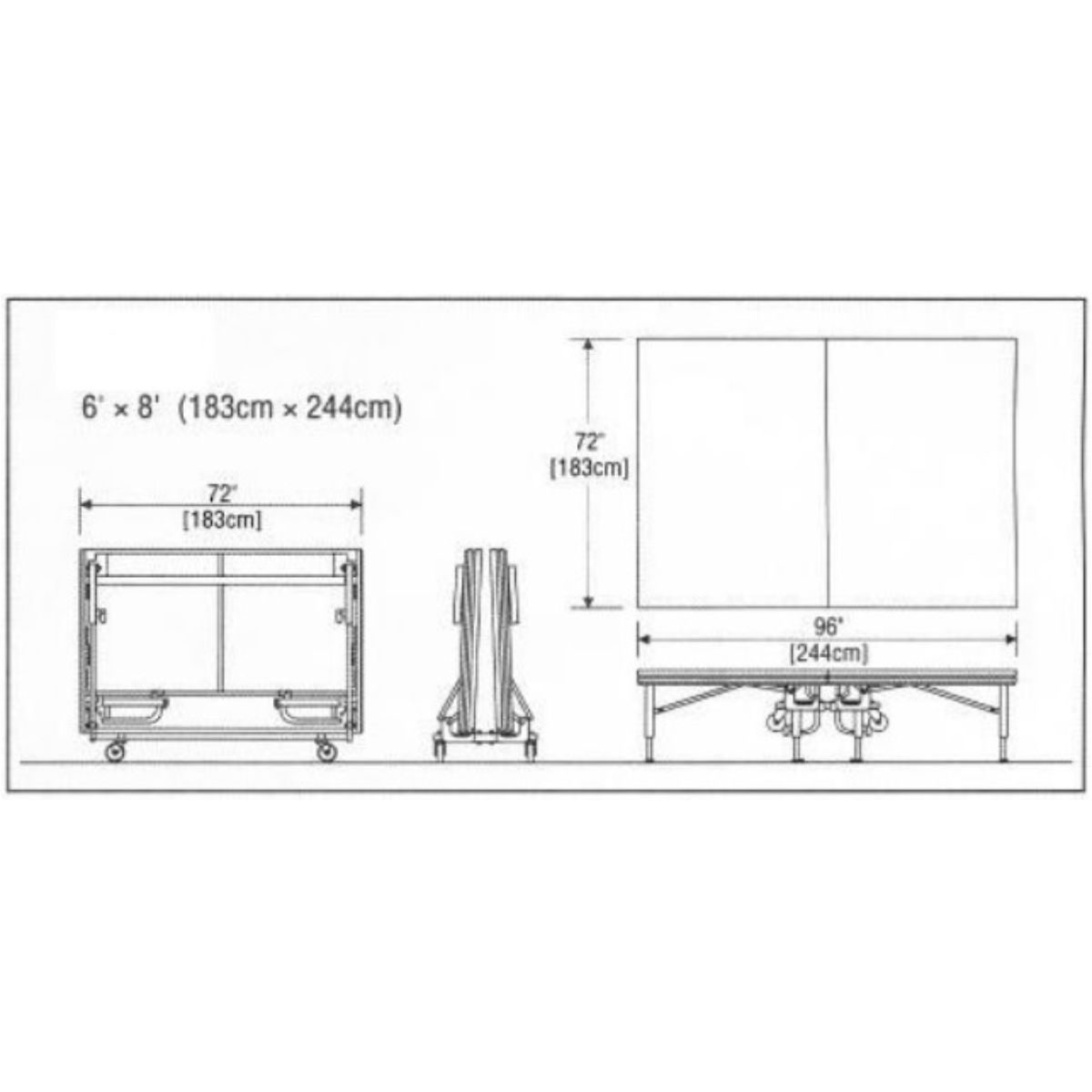 Z-Stage foldable stage on wheels, black carpet