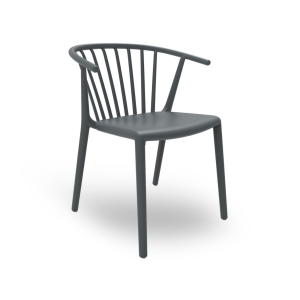 Woody plastic chair with armrests