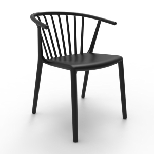 Woody plastic chair with armrests
