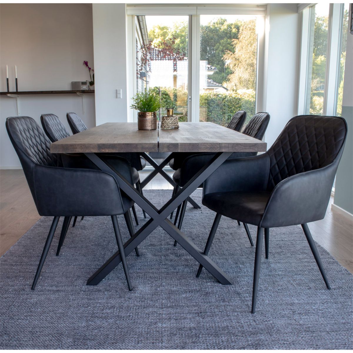 Toulon Restaurant table smoked oiled oak, wavy edge