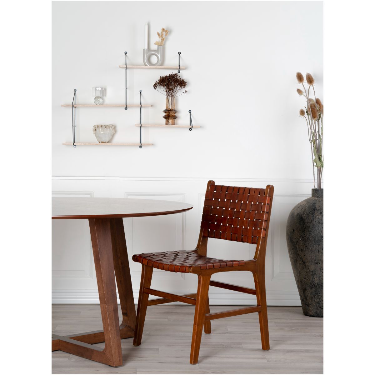 Perugia Restaurant chair in teak with leather