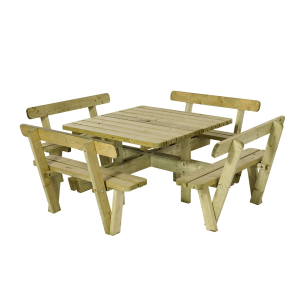 Table/bench set with backrest, 4-sided