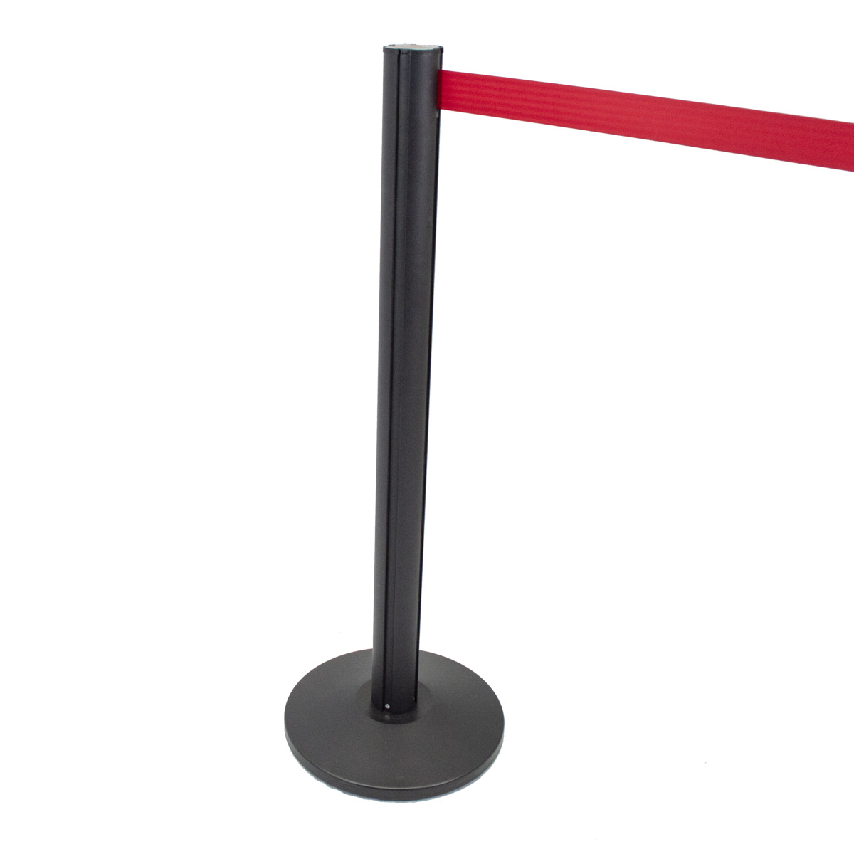 Commercial barrier post with tape, luxury