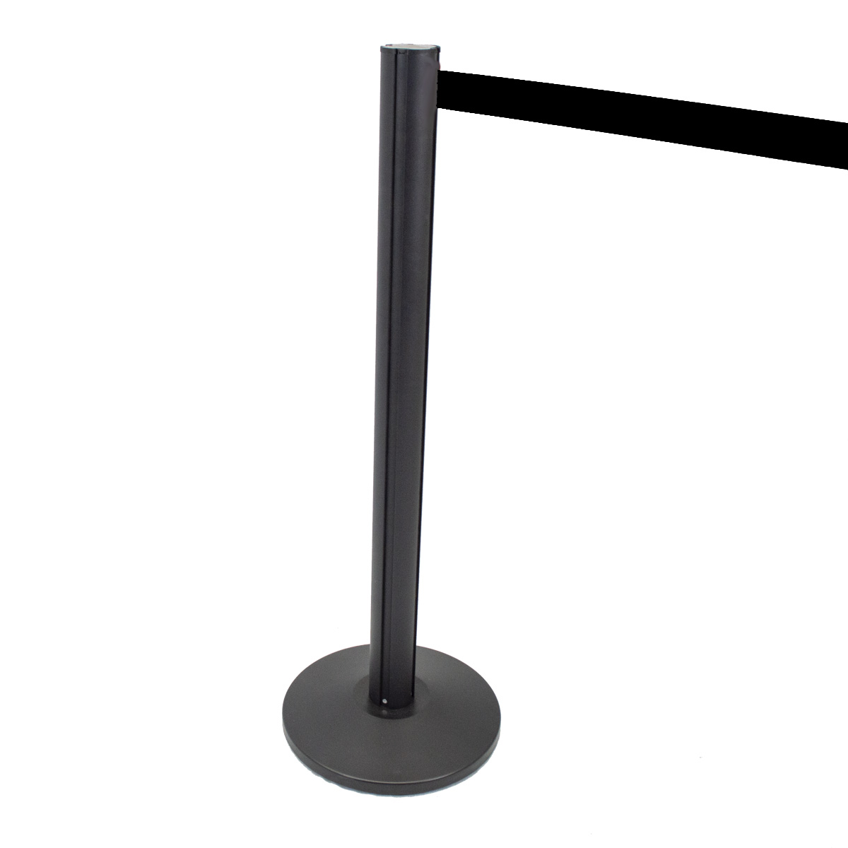 Commercial barrier post with tape, luxury