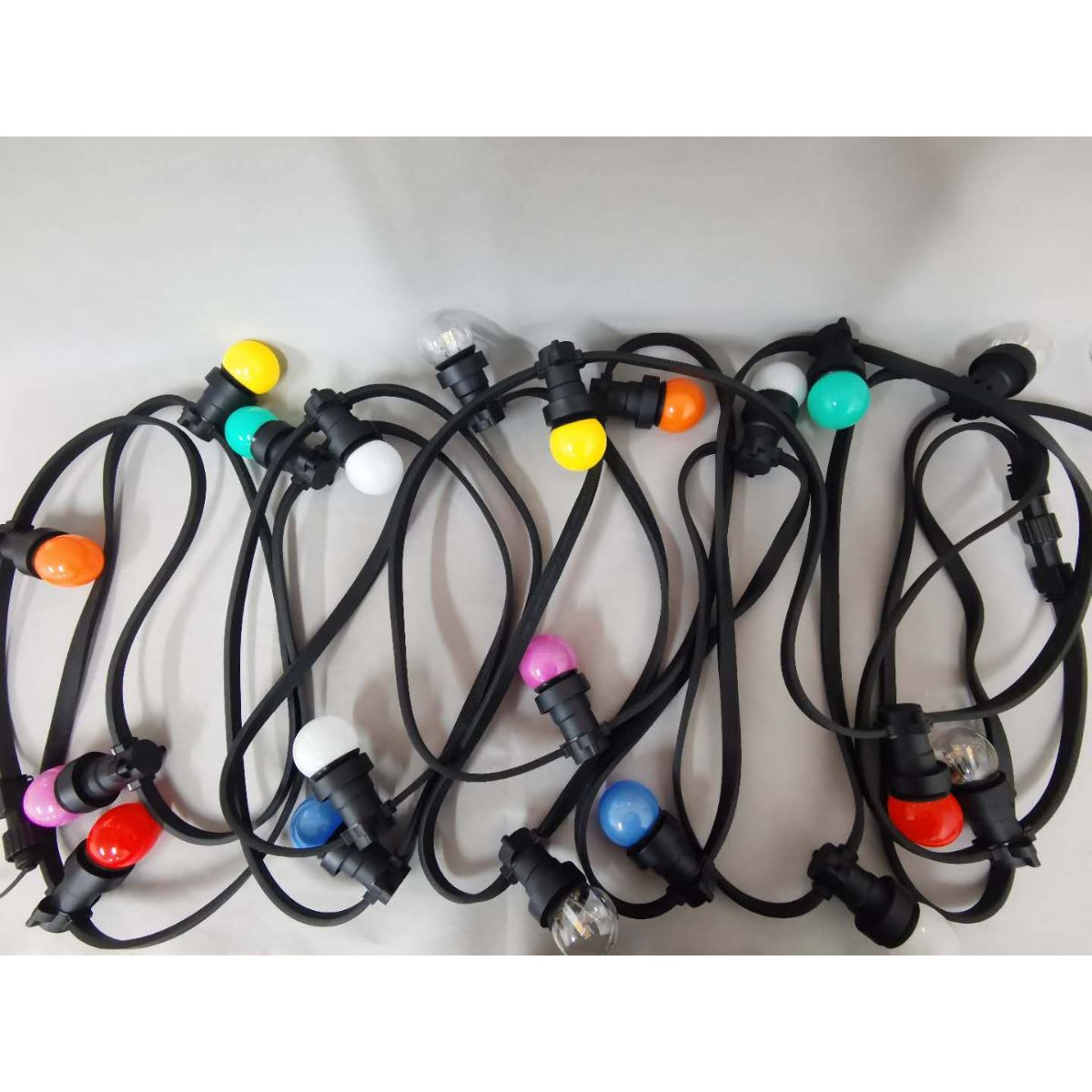 10m light chain, Black, 10xE27 sockets, 1m