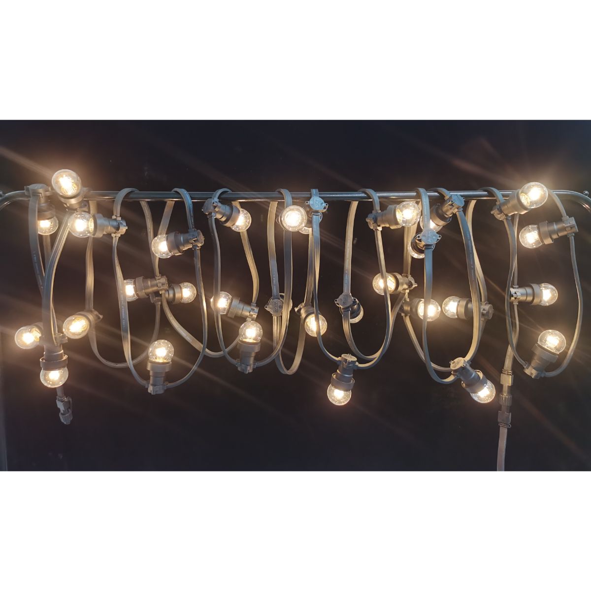 10m light chain, Black, 10xE27 sockets, 1m