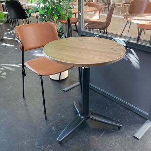 Massive oak table top, tobacco stained round