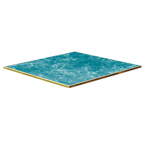 WERZALIT - Macaron Blue tabletop with brass edge square